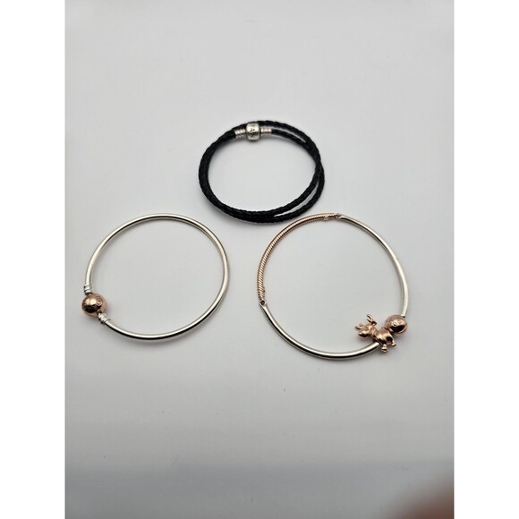 Lot of 3 Genuine Pandora Bracelets + Reindeer Charm – Rose Gold Clasp,... - Picture 11 of 11